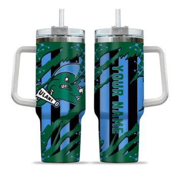customized tulane green wave claw cut green black curved tumbler best selling.webp