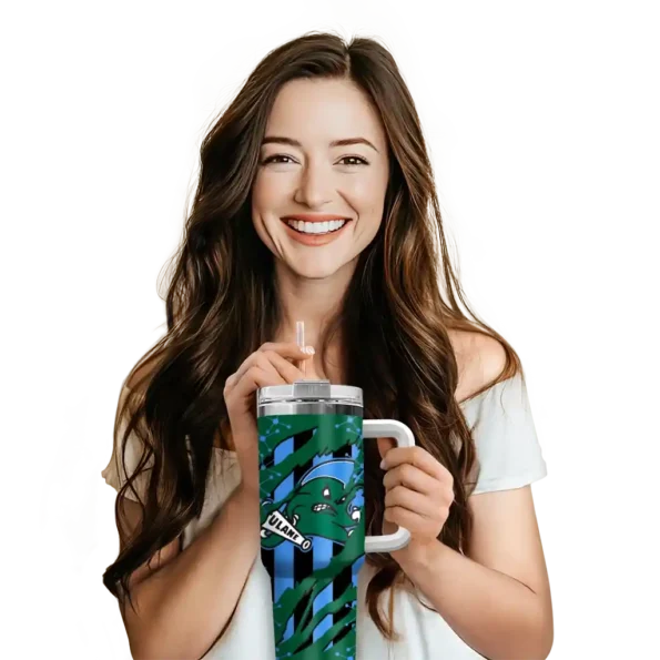 customized tulane green wave claw cut green black curved tumbler premium grade.webp