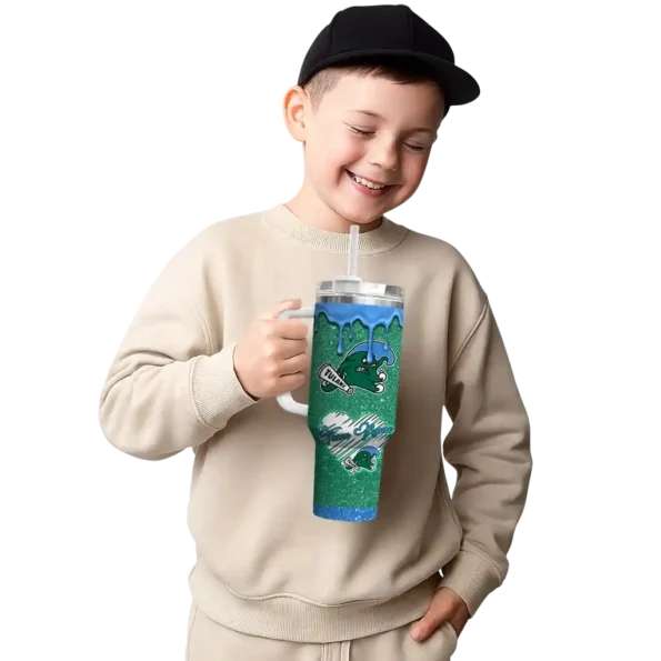 customized tulane green wave heart helmet motif green curved tumbler latest model.webp
