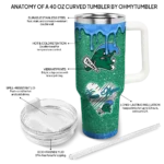 customized tulane green wave heart helmet motif green curved tumbler best selling.webp