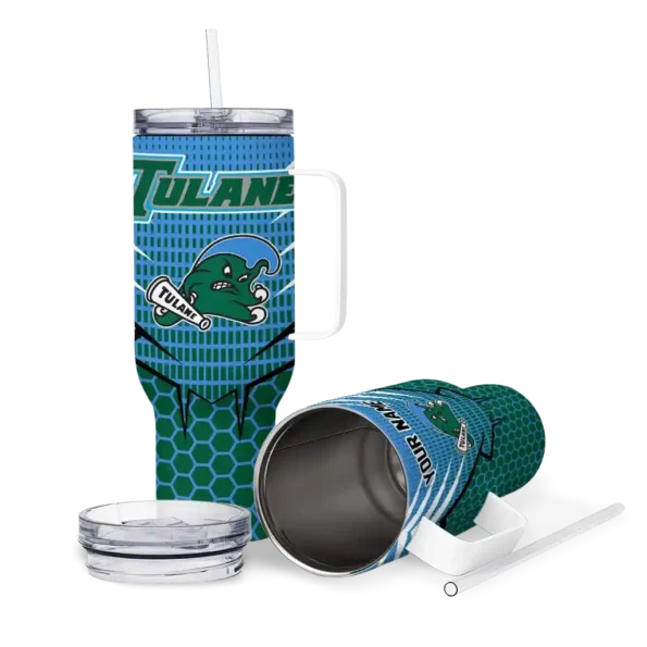 customized tulane green wave hex texture green curved tumbler high quality.webp