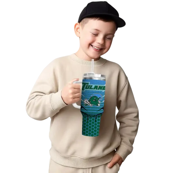 customized tulane green wave hex texture green curved tumbler latest model.webp