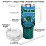 customized tulane green wave hex texture green curved tumbler best selling.webp
