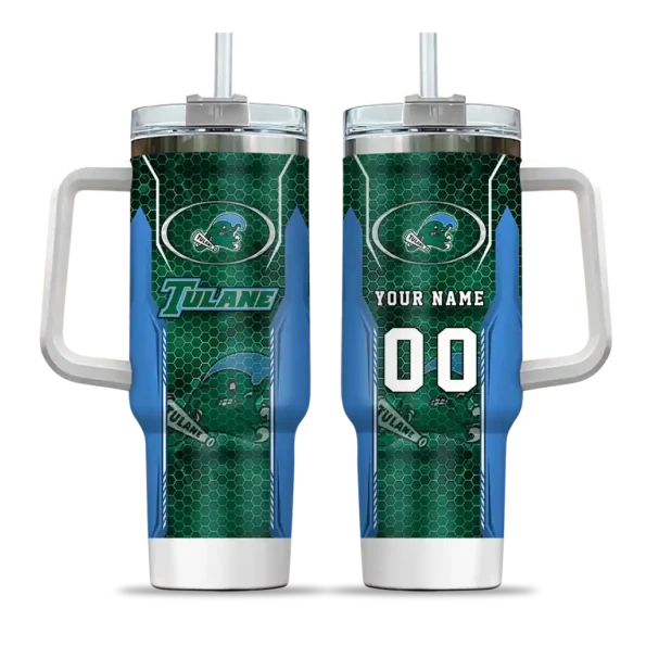 customized tulane green wave hexagon armor green curved tumbler best selling.webp