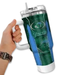 customized tulane green wave hexagon armor green curved tumbler best selling.webp