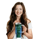customized tulane green wave hexagon armor green curved tumbler best selling.webp