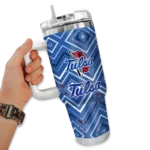 customized tulsa golden hurricane bold diamonds blue curved tumbler best selling.webp