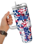 customized tulsa golden hurricane camo mashup blue white curved tumbler best selling.webp