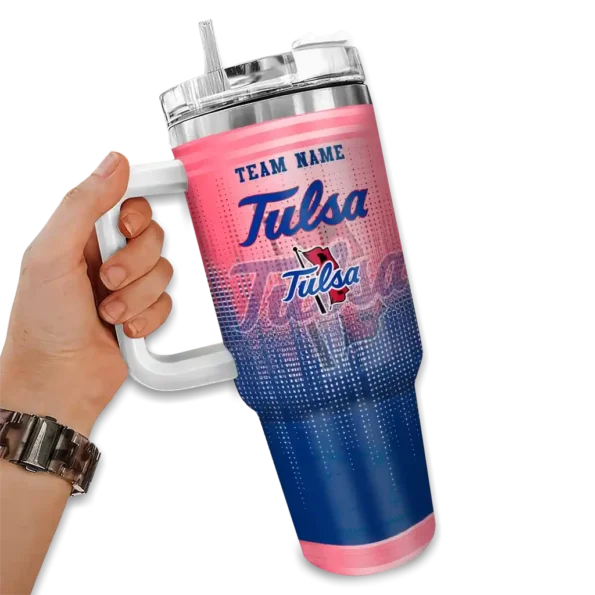 customized tulsa golden hurricane gradient dots blue curved tumbler fashion forward.webp