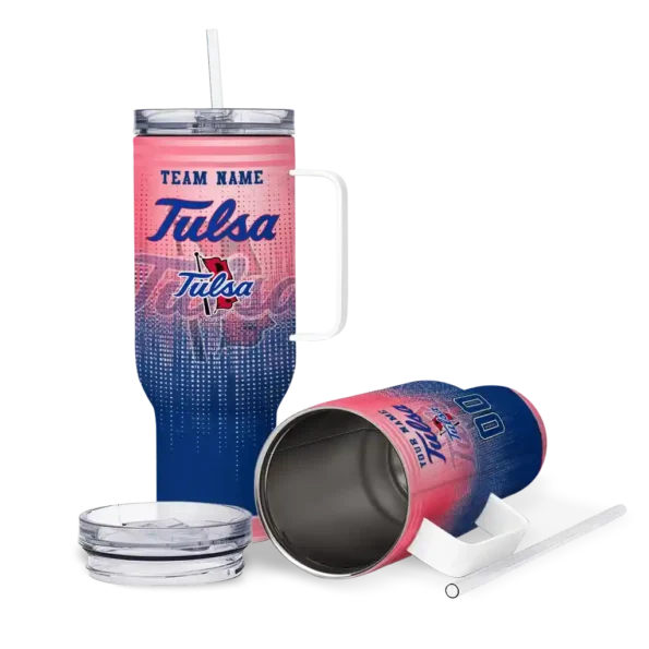 customized tulsa golden hurricane gradient dots blue curved tumbler high quality.webp