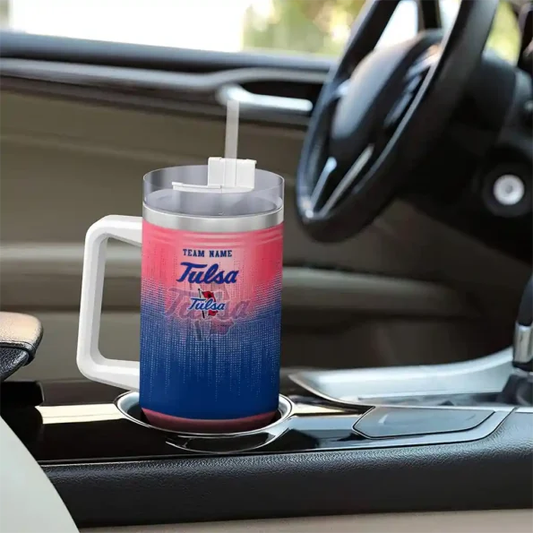 customized tulsa golden hurricane gradient dots blue curved tumbler trendy.webp