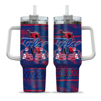 customized tulsa golden hurricane honey streaks blue curved tumbler best selling.webp