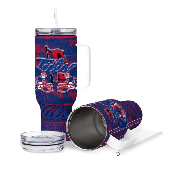 customized tulsa golden hurricane honey streaks blue curved tumbler high quality.webp
