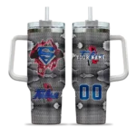 customized tulsa golden hurricane superman shield blue gray curved tumbler best selling.webp