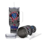 customized tulsa golden hurricane superman shield blue gray curved tumbler best selling.webp