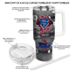 customized tulsa golden hurricane superman shield blue gray curved tumbler best selling.webp