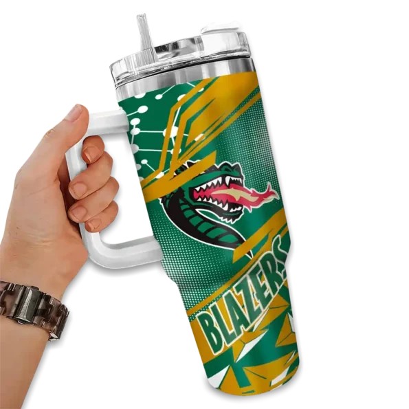 customized uab blazers abstract paths green curved tumbler fashion forward.webp