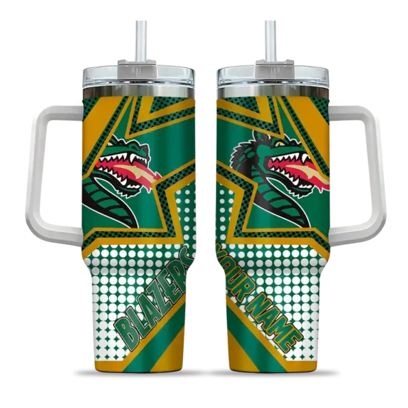customized uab blazers arrow burst green curved tumbler best selling.webp