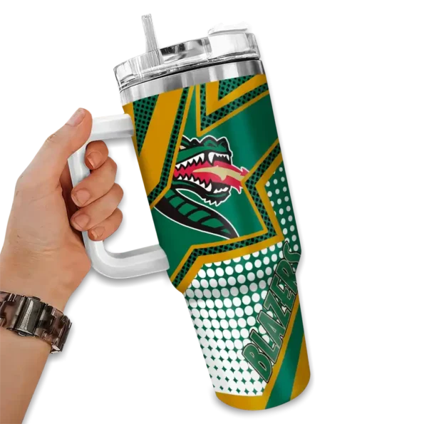 customized uab blazers arrow burst green curved tumbler fashion forward.webp