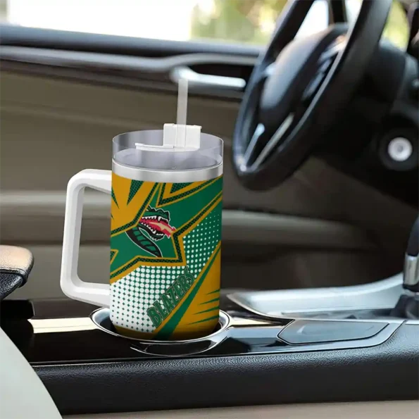 customized uab blazers arrow burst green curved tumbler trendy.webp