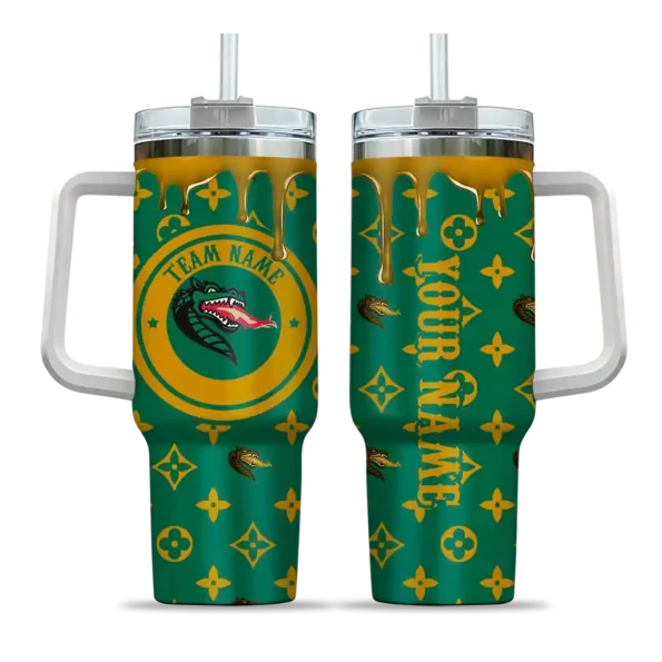 customized uab blazers bullseye drips green curved tumbler best selling.webp