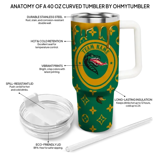 customized uab blazers bullseye drips green curved tumbler new arrival.webp