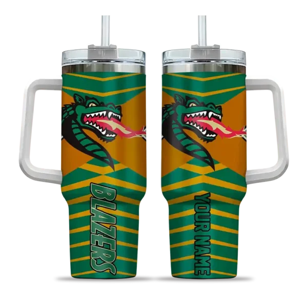 customized uab blazers chevron layers green curved tumbler best selling.webp