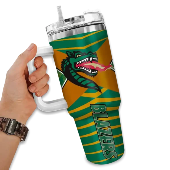 customized uab blazers chevron layers green curved tumbler fashion forward.webp