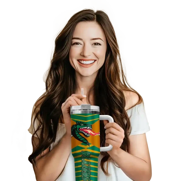 customized uab blazers chevron layers green curved tumbler premium grade.webp