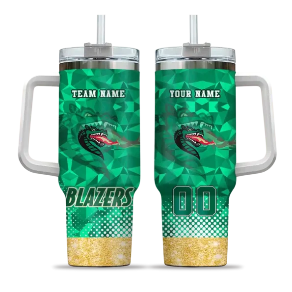 customized uab blazers geometric prism green curved tumbler best selling.webp