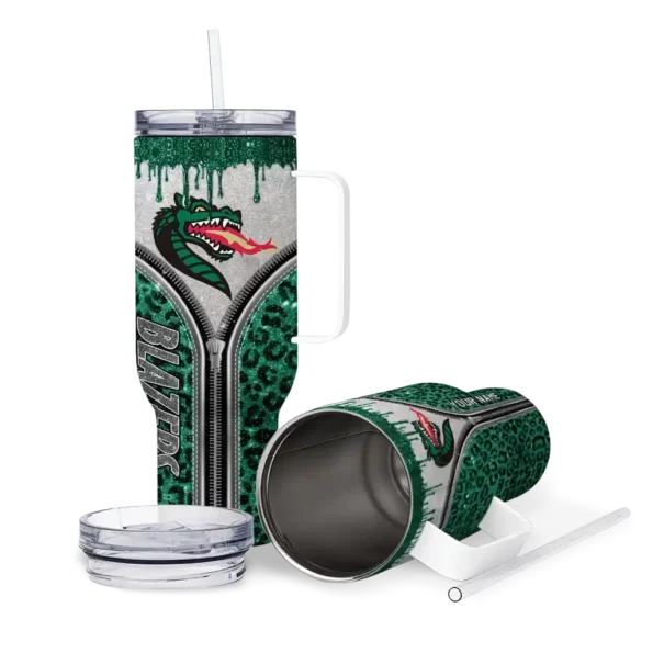 customized uab blazers leopard zipper green curved tumbler high quality.webp