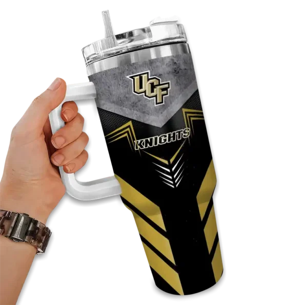 customized ucf knights arrow armor gold black curved tumbler fashion forward.webp