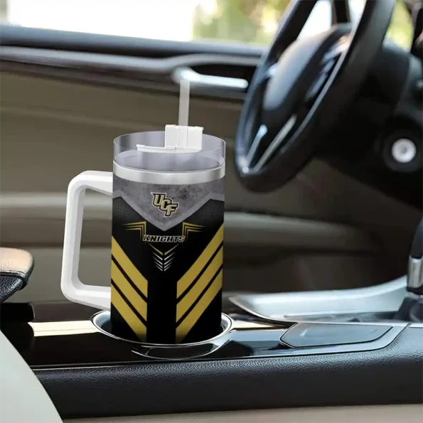 customized ucf knights arrow armor gold black curved tumbler trendy.webp
