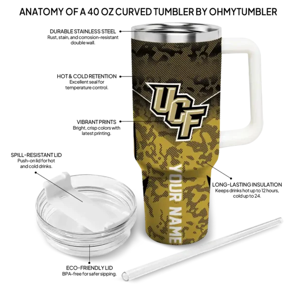 customized ucf knights chevron stripe gold curved tumbler new arrival.webp