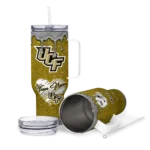 customized ucf knights heart helmet motif gold curved tumbler best selling.webp