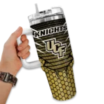 customized ucf knights hex texture gold curved tumbler best selling.webp