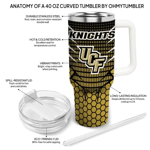customized ucf knights hex texture gold curved tumbler new arrival.webp