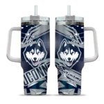 customized uconn huskies abstract paths blue curved tumbler best selling.webp