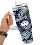 customized uconn huskies abstract paths blue curved tumbler best selling.webp