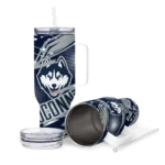 customized uconn huskies abstract paths blue curved tumbler best selling.webp