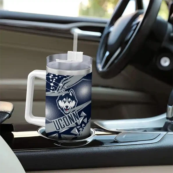 customized uconn huskies abstract paths blue curved tumbler trendy.webp