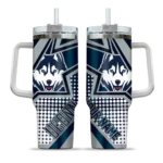 customized uconn huskies arrow burst blue curved tumbler best selling.webp