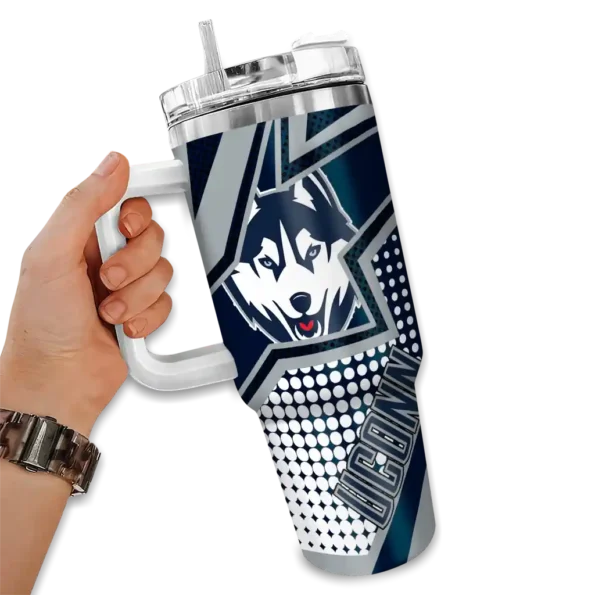 customized uconn huskies arrow burst blue curved tumbler fashion forward.webp
