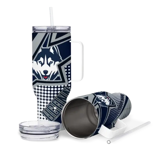 customized uconn huskies arrow burst blue curved tumbler high quality.webp