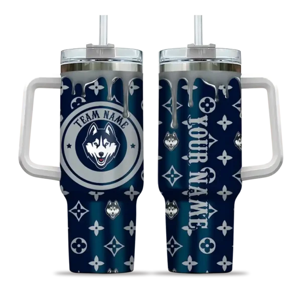 customized uconn huskies bullseye drips blue curved tumbler best selling.webp