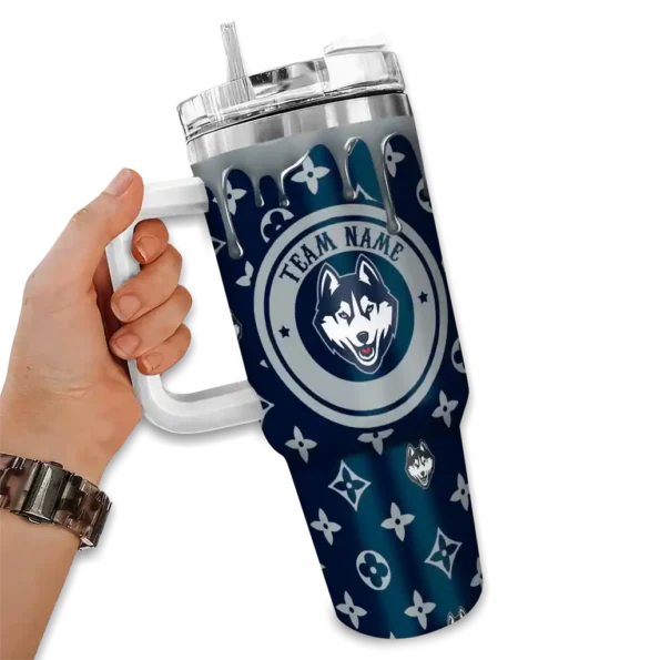 customized uconn huskies bullseye drips blue curved tumbler fashion forward.webp