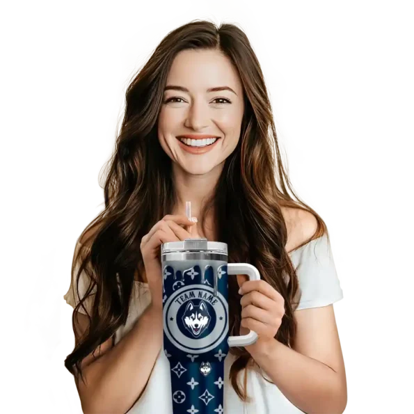 customized uconn huskies bullseye drips blue curved tumbler premium grade.webp