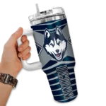 customized uconn huskies chevron layers blue curved tumbler best selling.webp