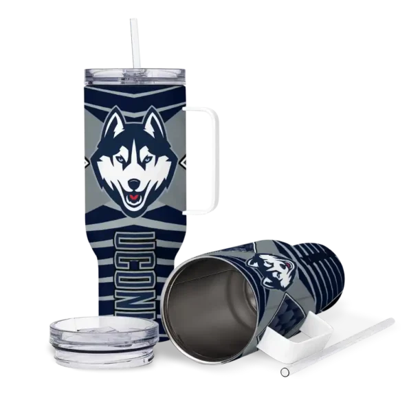 customized uconn huskies chevron layers blue curved tumbler high quality.webp