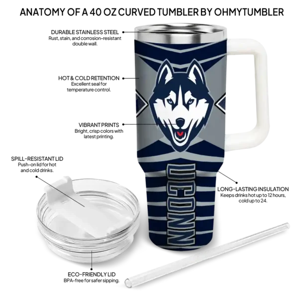 customized uconn huskies chevron layers blue curved tumbler new arrival.webp